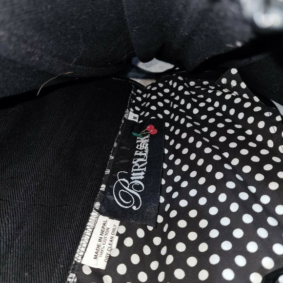 Burlesk Black Polka Dot Corset Buckle Steel Goth Rockabilly Lace Overbust Size M - Picture 5 of 6